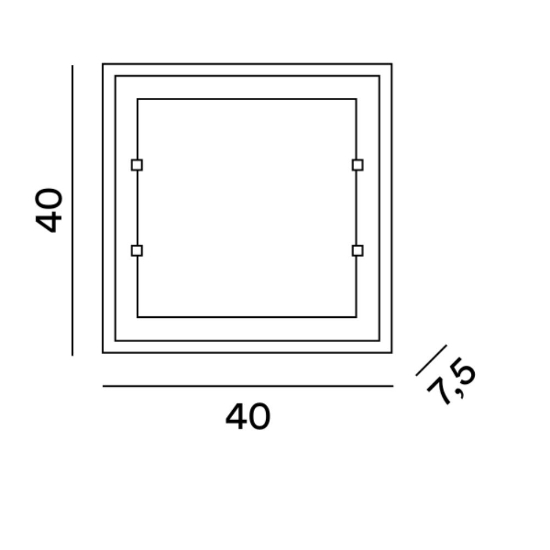 Perenz plafoniera frame per cucina moderna quadrata vetro striato