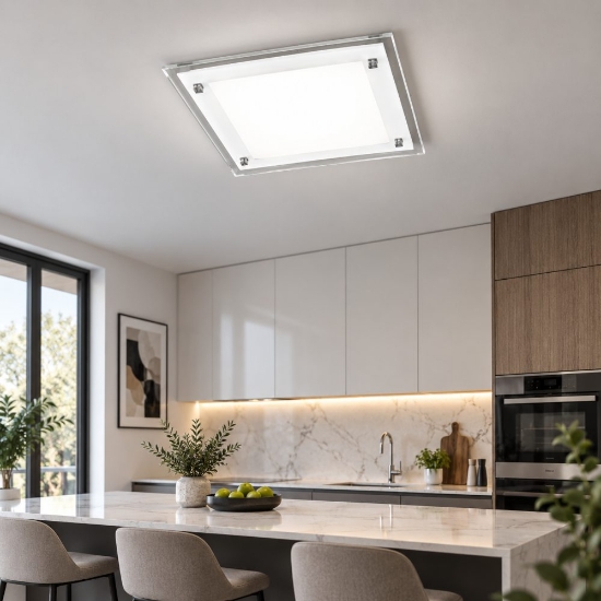 Perenz plain plafoniera led 20w cct 3000k 4000k per cucina moderna quadrata bianco