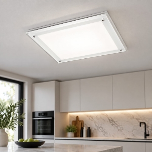 Perenz plain plafoniera quadrata vetro bianco per cucina led 40w cct 3000k 3500k 4000k dimmerabile