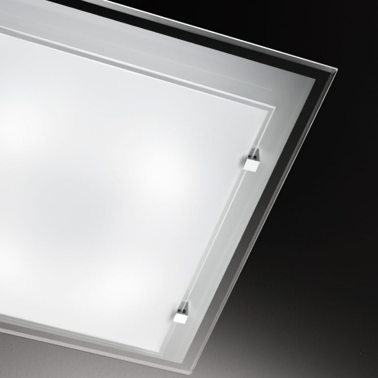 Perenz plain plafoniera quadrata vetro bianco per cucina led 40w cct 3000k 3500k 4000k dimmerabile