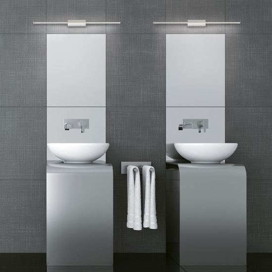 Applique led 16w 3000k 67cm per specchio bagno moderna cromata