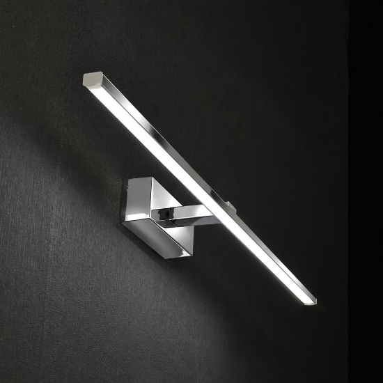 Applique led 16w 3000k 67cm per specchio bagno moderna cromata
