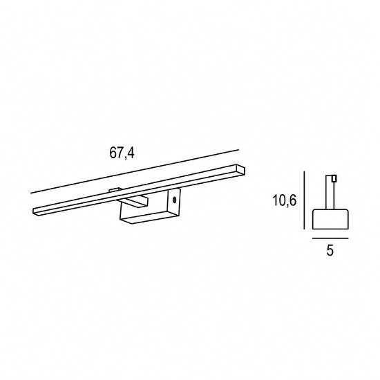 Applique per specchio da bagno led 16w 3000k moderna bianca 67cm