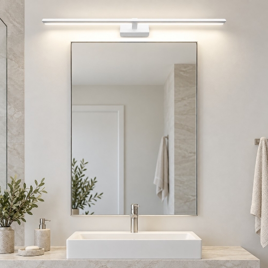 Applique squadrato per specchio da bagno led 20w 3000k bianca 83cm