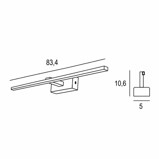 Applique squadrato per specchio da bagno led 20w 3000k bianca 83cm