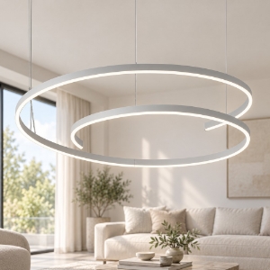 Lampadario a sospensione led 60w cct 3000k 4000k 6000k dimmerabile con telecomando bianco