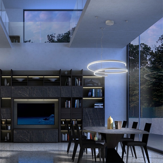 Lampadario a sospensione led 60w cct 3000k 4000k 6000k dimmerabile con telecomando bianco