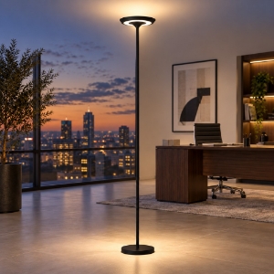 Piantana moderna nera led 25w 3000k dimmerabile luce biemissione per ufficio