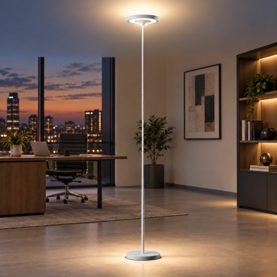 Piantana led 25w 3000k dimmerabile moderna bianca luce biemissione per ufficio