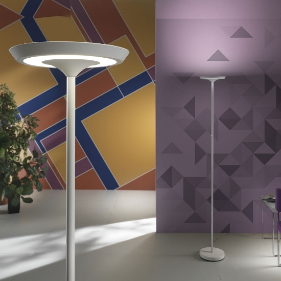 Piantana led 25w 3000k dimmerabile moderna bianca luce biemissione per ufficio