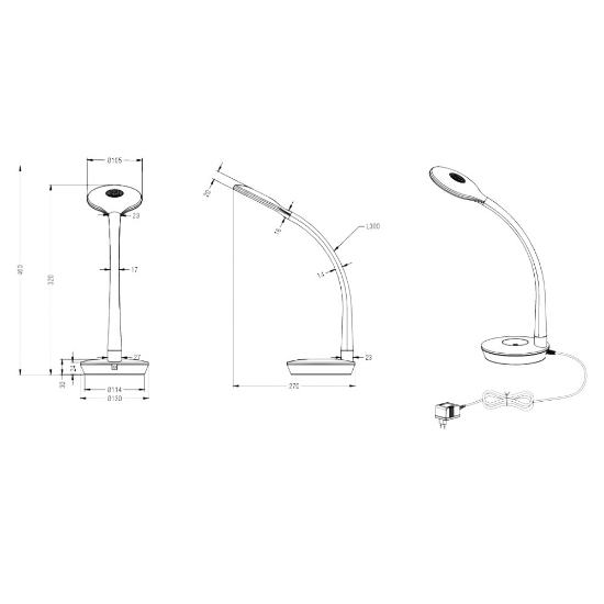 Lampada da scrivania led 3w 3000k orientabile titano