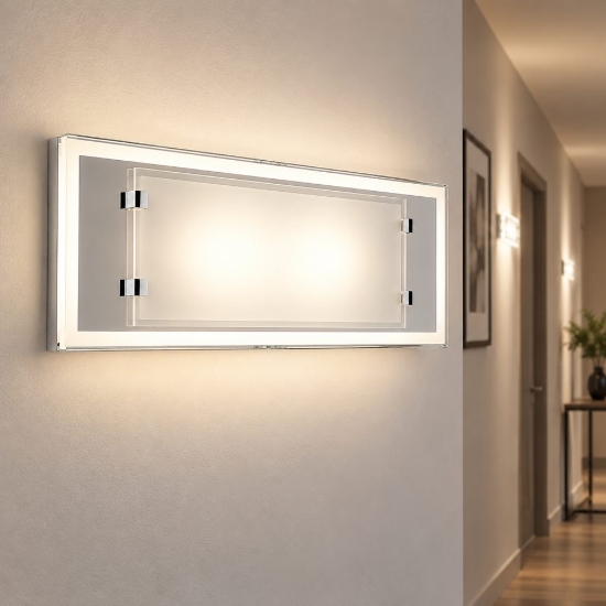 Applique da parete moderna vetro bianco lucido perenz frame