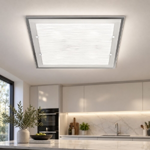 Perenz plafoniera frame moderna per cucina quadrata vetro striato 50cm