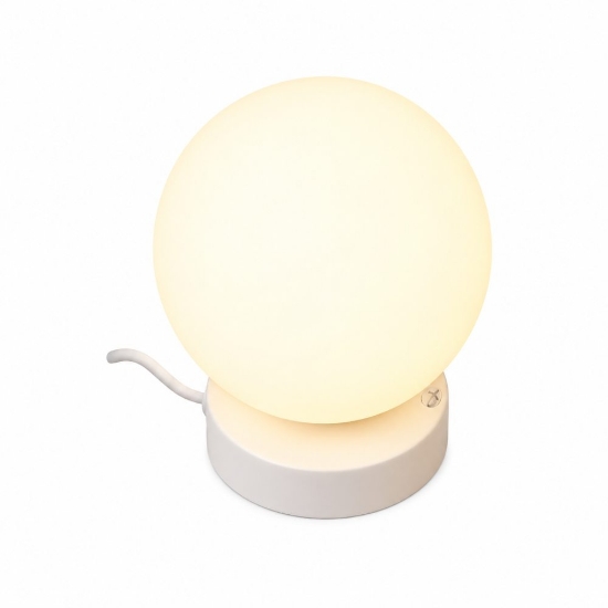 Perenz maga abat-jour da comodino sfera vetro bianco