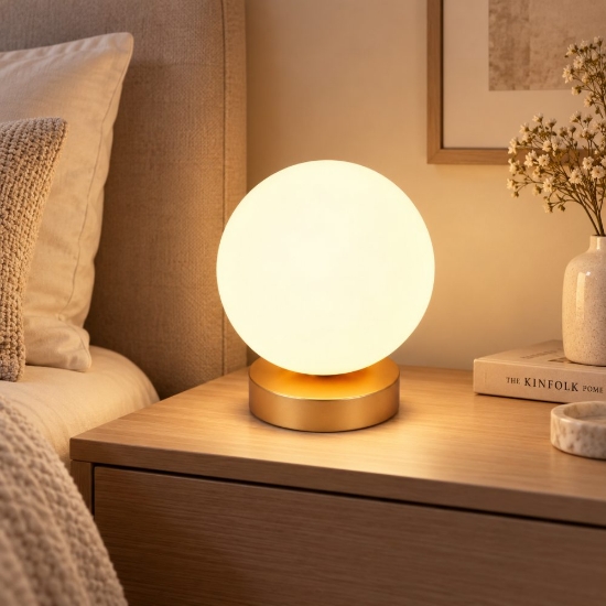 Perenz lampada da comodino camera da letto maga oro sfera vetro