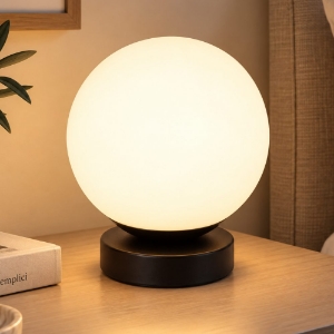 Perenz illuminazione maga abat-jour nera per camera sfera vetro