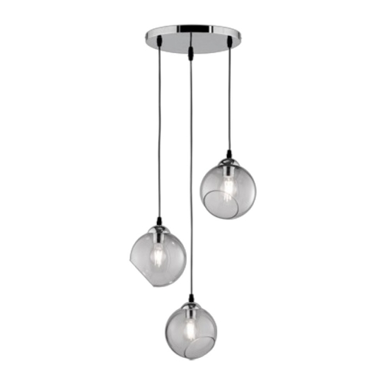 Lampadario moderno vetro trasparente fume cromo