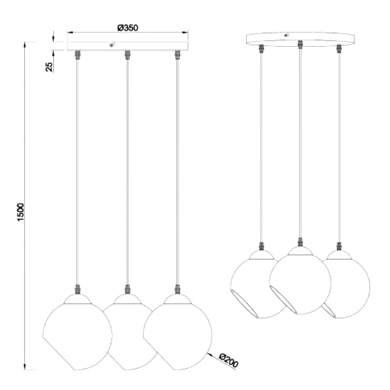 Lampadario moderno vetro trasparente fume cromo