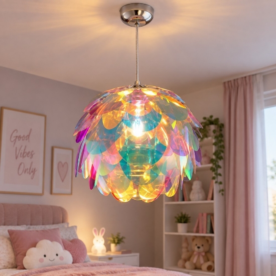 Lampada a sospensione pigna multicolor per cameretta