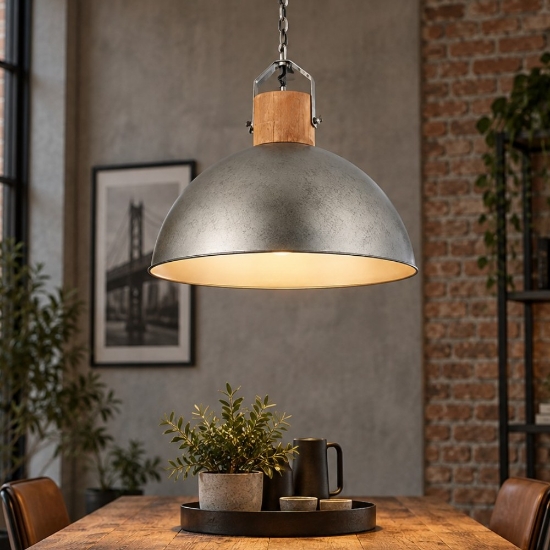 Lampadario da cucina cupola nickel industrial
