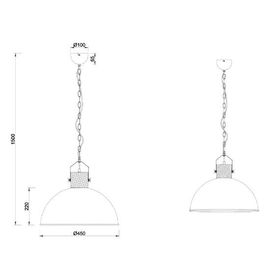 Lampadario da cucina cupola nickel industrial