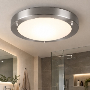 Plafoniera da bagno ip44 tonda nichel opaco 32cm