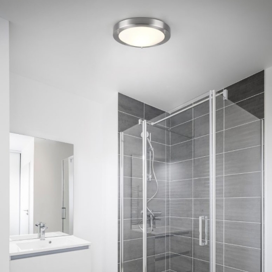 Plafoniera da bagno ip44 tonda nichel opaco 32cm