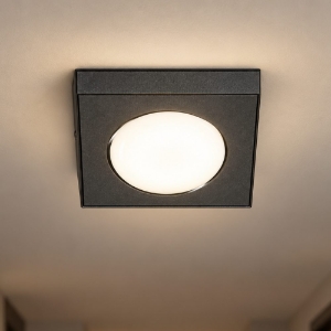 Mini plafoniera quadrata moderna nera perenz bottone