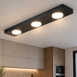 Perenz bottone plafoniera a 3 luci moderna per cucina rettangolare nera