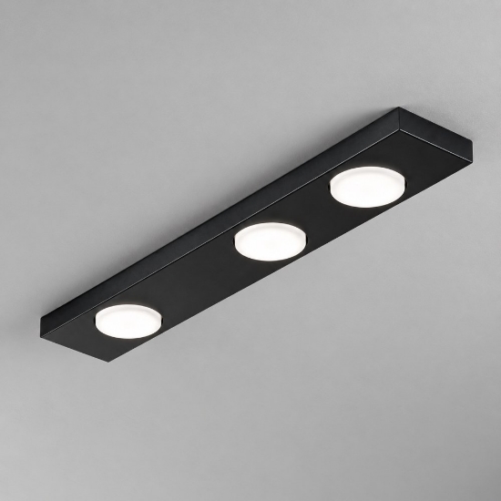 Perenz bottone plafoniera a 3 luci moderna per cucina rettangolare nera