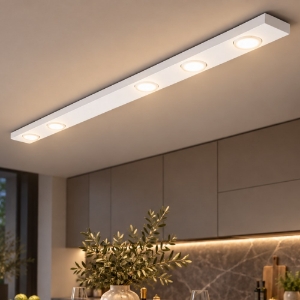 Perenz bottone plafoniera 120cm per cucina moderna bianca 5 luci