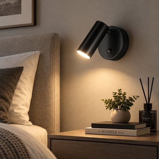 Perenz canor applique per camera da letto nera led 4,5w 3000k orientabile