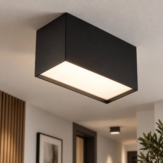 Perenz tric plafoniera per cucina moderna rettangolare nera led 20w 3000k