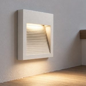Segnapasso da parete led 6w 3000k moderno quadrato bianco