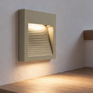 Segnapasso moderno da parete quadrato sabbia bagnata led 6w 3000k
