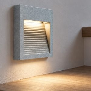Segnapasso da parete led 6w 3000k moderno quadrato grigio perla