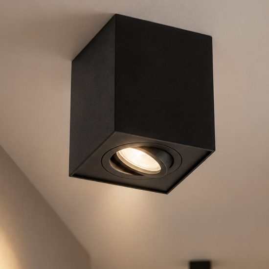 Faretto da soffitto orientabile cubo nero perenz centric