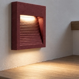 Segnapasso led 6w 3000k da parete quadrato moderno bordeaux