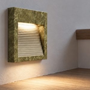 Segnapasso led 6w 3000k moderno da parete quadrato foglia oro