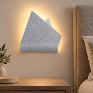 Applique da comodino led 12w cct 3000k 4000k 26cm moderna grigio perla