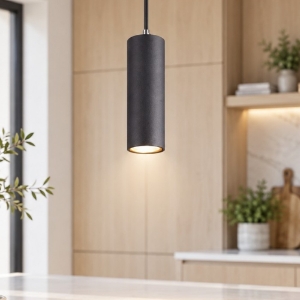 Lampada a sospensione cilindrica per cucina nera