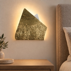 Applique led 12w cct 3000k 4000k moderna da comodino foglia oro 26cm