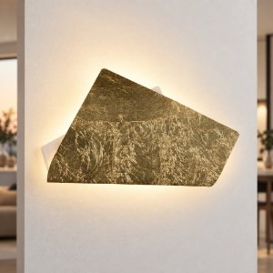 Applique led 20w cct 3000k 4000k 37cm moderna da parete foglia oro