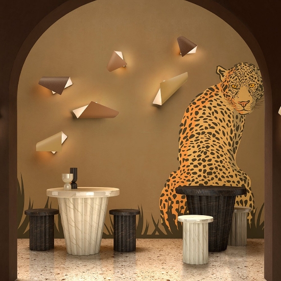 Applique led 20w cct 3000k 4000k da parete moderna foglia rame