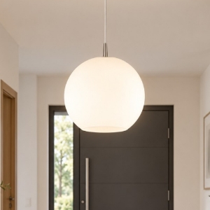 Lampada a sospensione per ingresso sfera bianca vetro