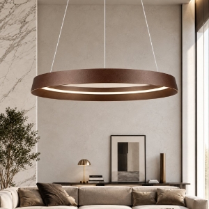 Lampadario moderno led 38w circolare caffe spazzolato 2700k 4000k