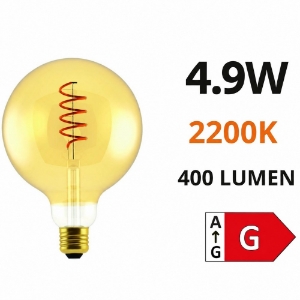 Lampadina globo e27 led 4,9w 2200k 400lm vetro ambra vintage
