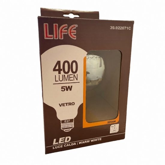Lampadina globo e27 led 4,9w 2200k 400lm vetro ambra vintage