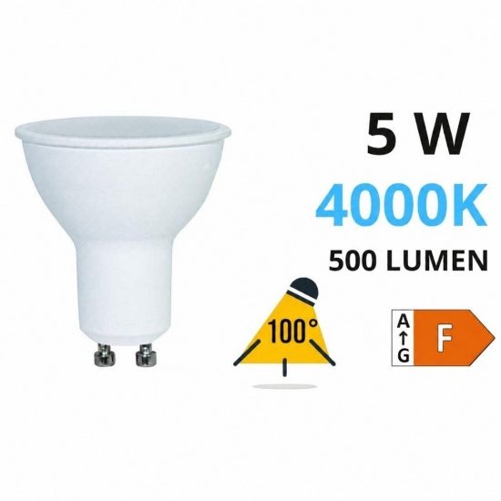 Life lampadina led gu10 5w 4000k ottica 100 500lm