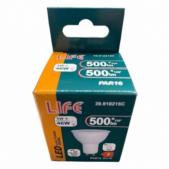 Life lampadina led gu10 5w 4000k ottica 100 500lm